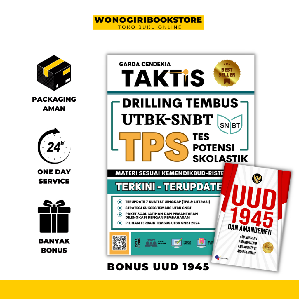 Jual Buku Taktis Drilling Tembus UTBK SNBT TPS 2024 Garda Cendekia