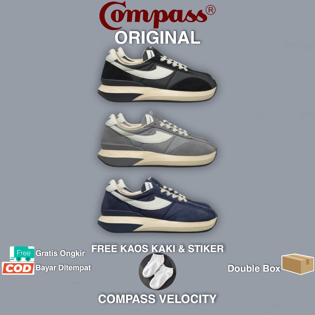 Jual Original Sepatu Compass Velocity Black White Grey Navy