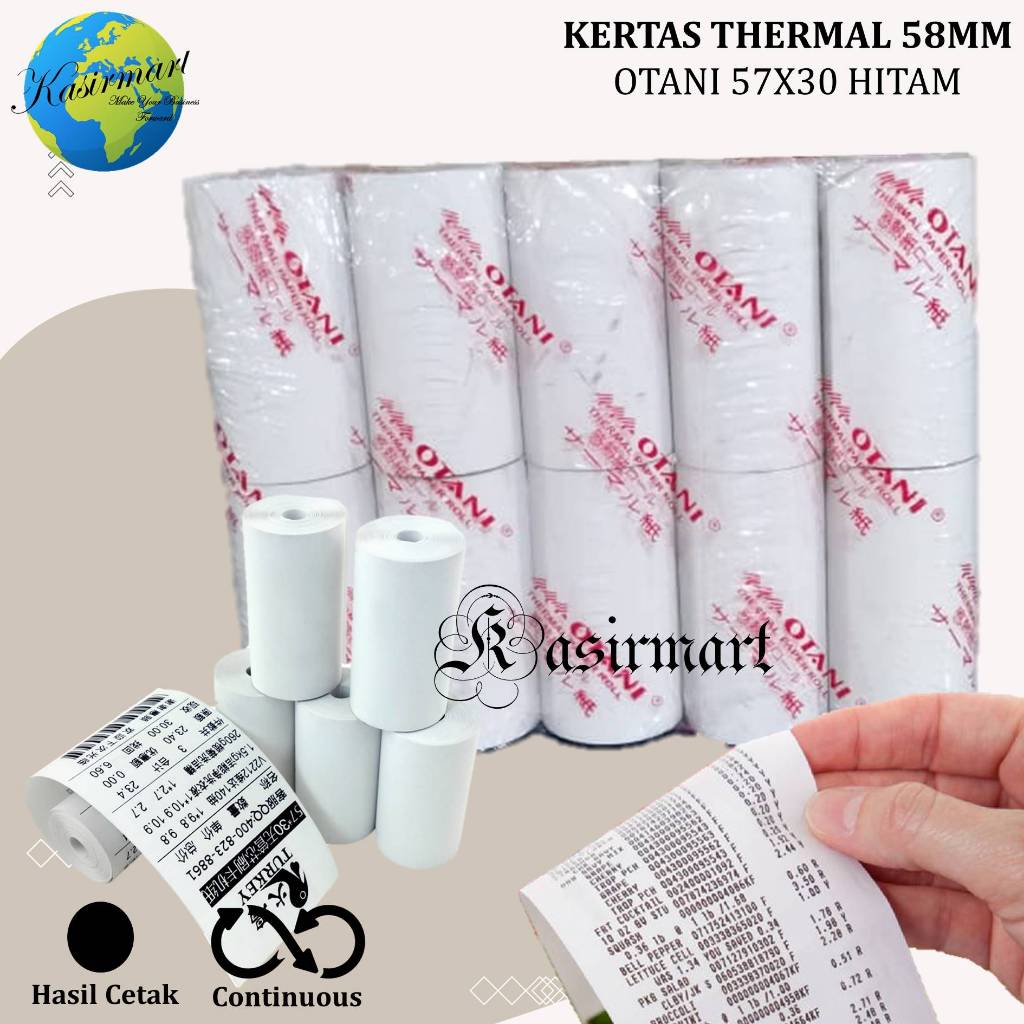 Jual Otani Kertas Thermal X X X X Mm Hasil Cetak Black