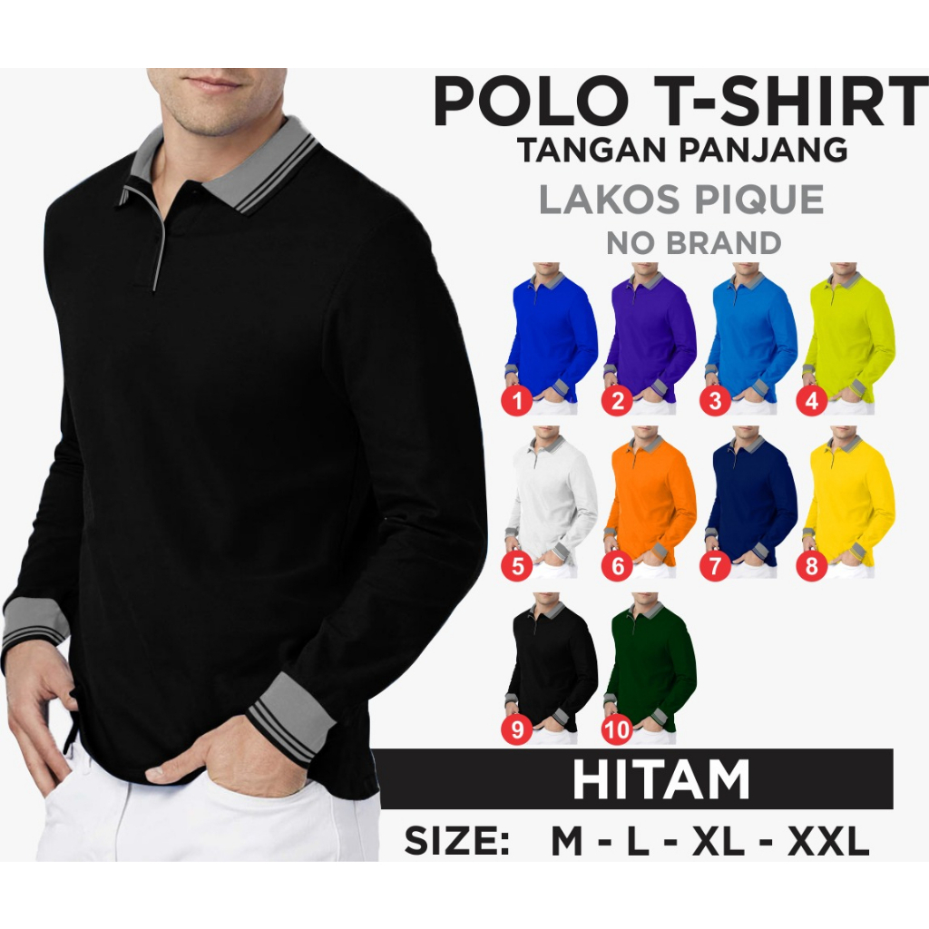 Jual Afada Kaos Kerah Pria Polos Lengan Panjang Kaos Pria Polo