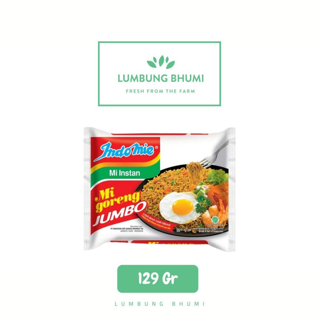 Jual INDOMIE Mi Goreng Jumbo 129 Gr Ecer 1 Pcs Lumbung Bhumi Shopee