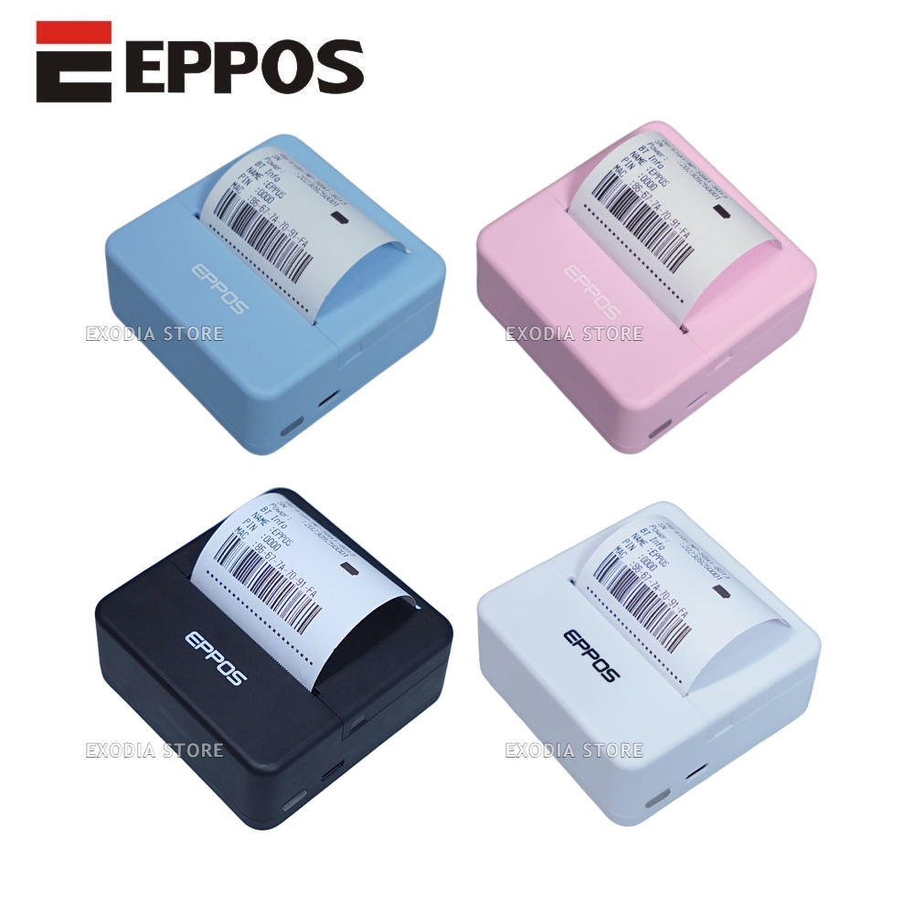 Jual Pocket Mini Thermal Printer Bluetooth EPPOS EP5859 58mm Black Blue