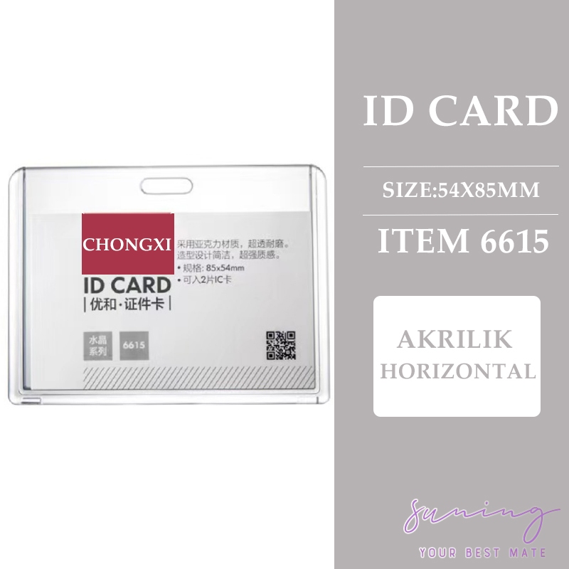 Jual Tempat Kartu Id Card Akrilik Sisi Bening Transparan Vertikal