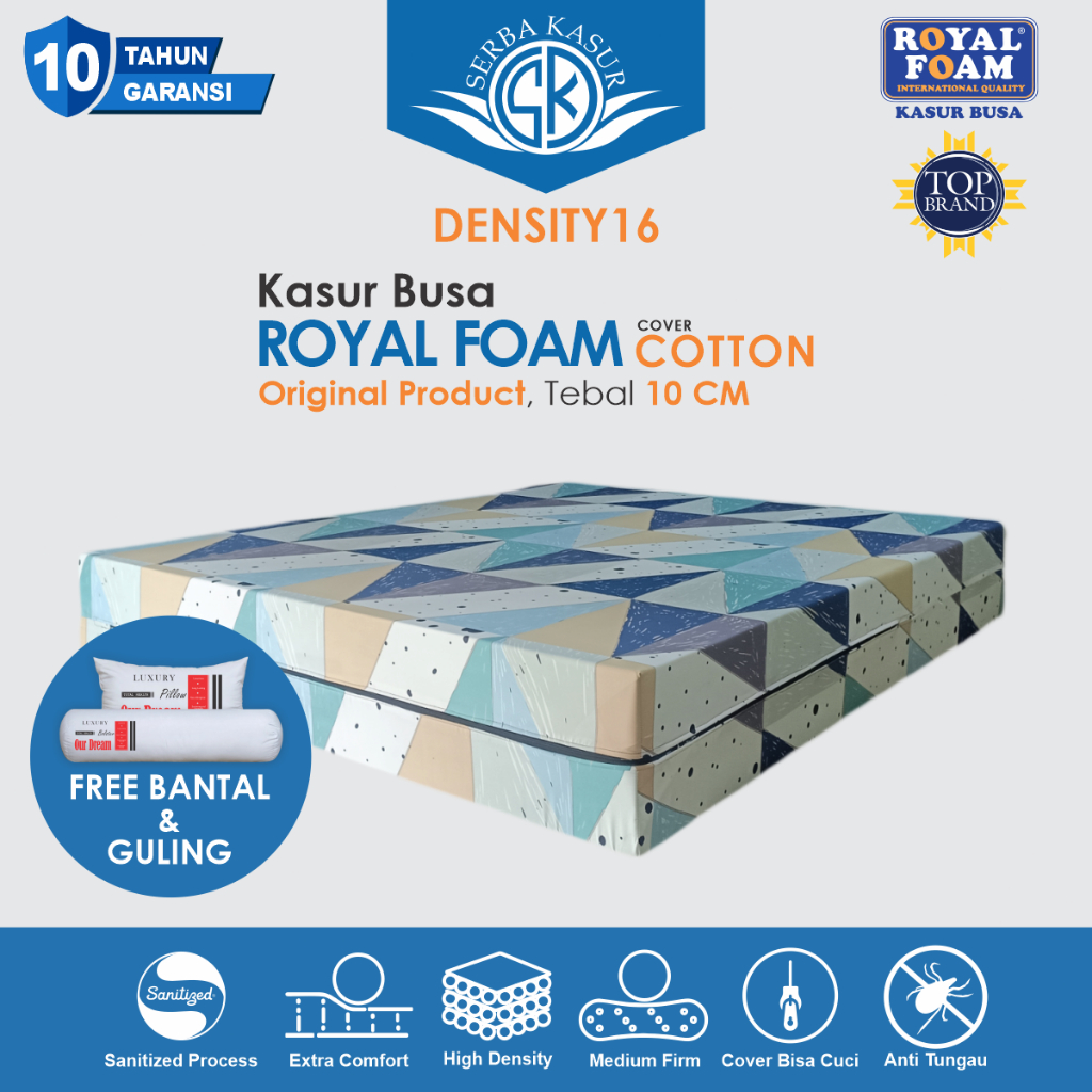 Jual Kasur Busa ROYAL FOAM Original Cover Katun Density 16 Tebal 10CM