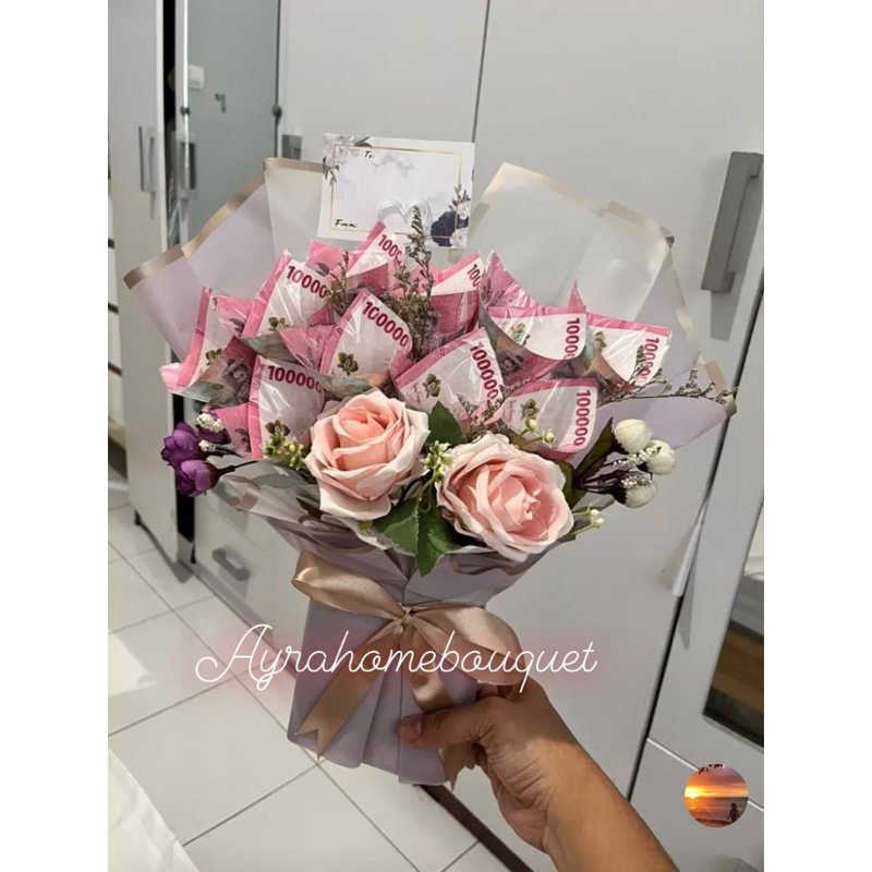 Jual Tulip Kerangka Bouquet Buket Bucket Bunga Uang Money Tulip