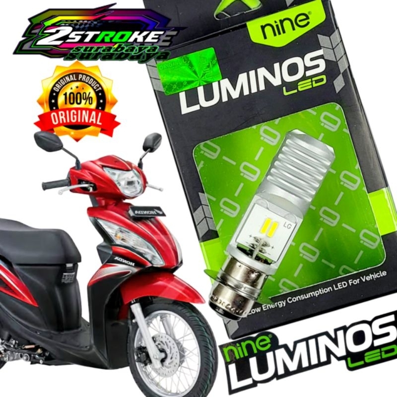 Jual LAMPU DEPAN MOTOR LED LUMINOS 9NINE MH1 ORIGINAL H6 CAHAYA PUTIH