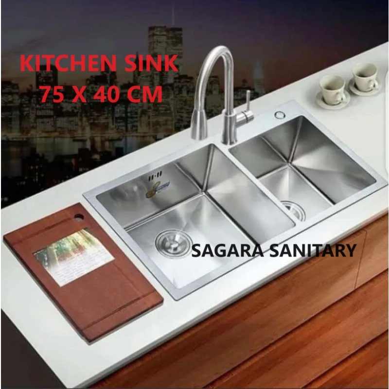 Jual Kitchen Sink Stainless Paket Kran Tarik Wastafel Cuci