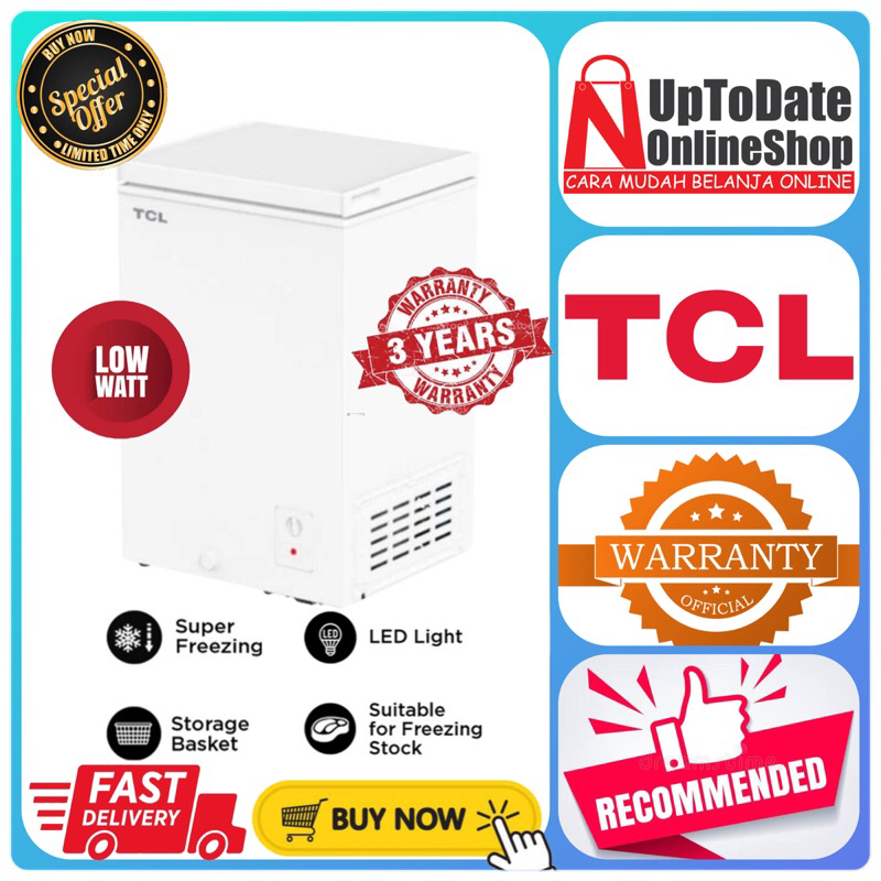 Jual CHEST FREEZER TCL TCF 100YID 100YID TCF100 YID SUPER LOW WATT 100L