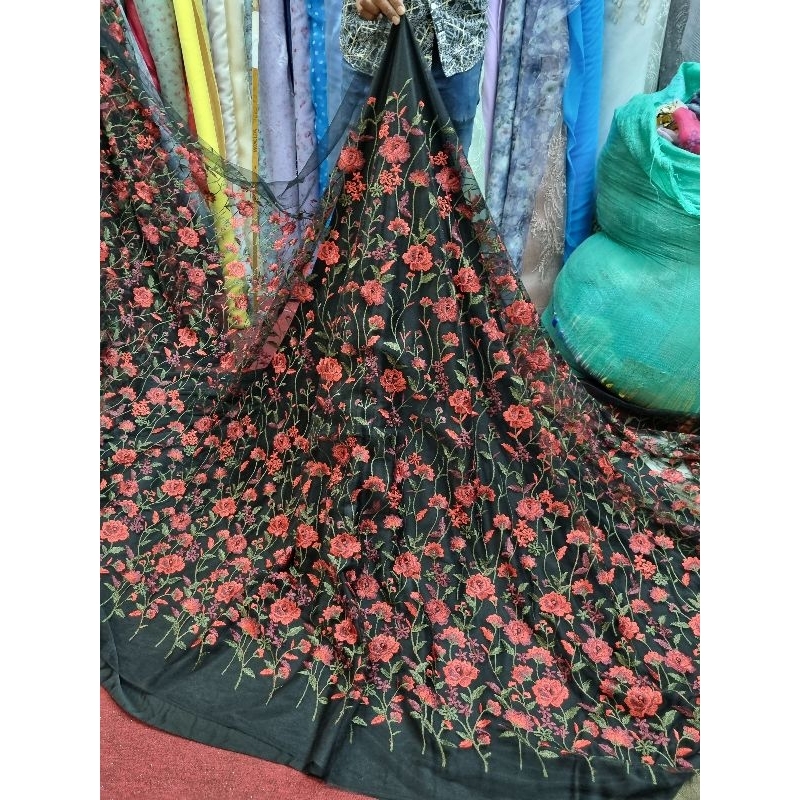 Jual Kain Valentino Tulle Bunga Rambat Bahan Super Halus Tile