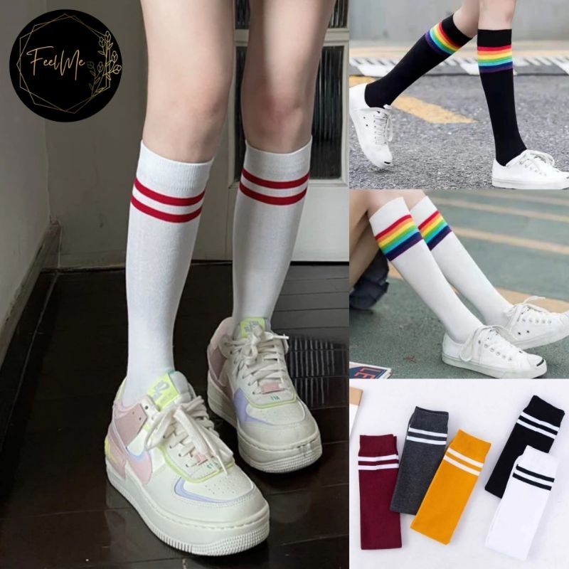 Jual Feelme Kk Kaos Kaki Cewek Panjang Selutut Gaya Classic Vintage