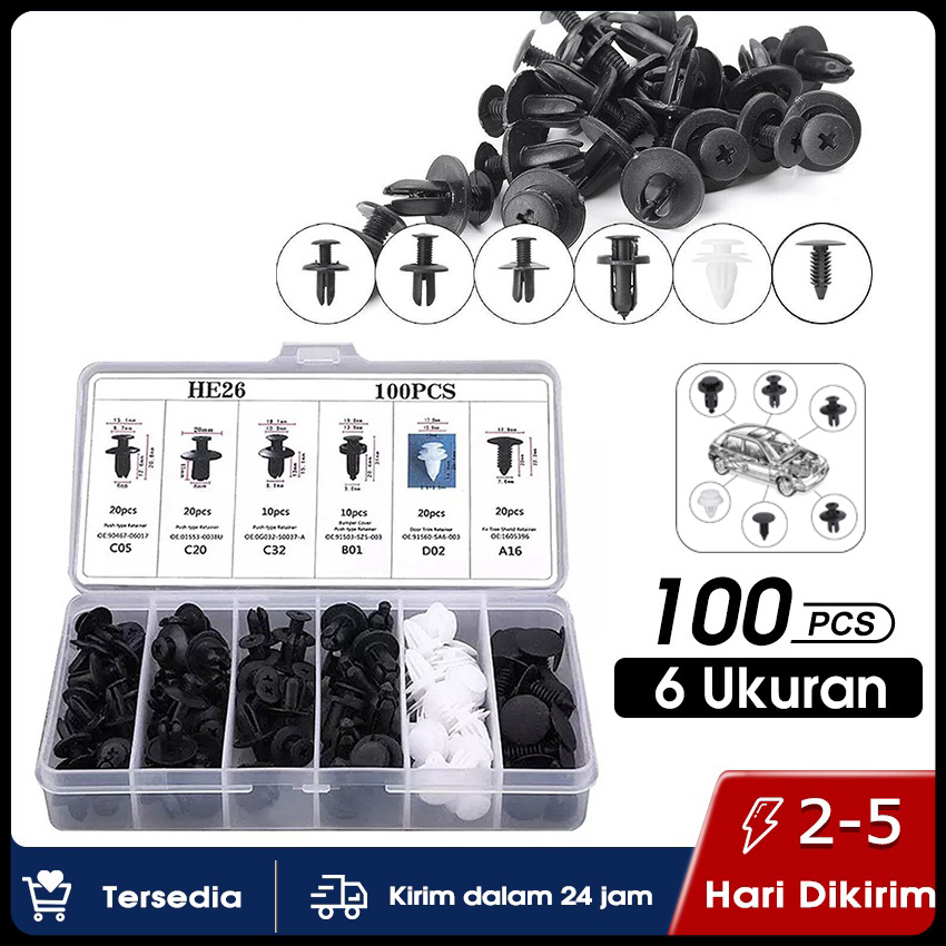 Jual 100PCSSet Baut Klip Rivet Universal Baut Klip Platik Baut Panel