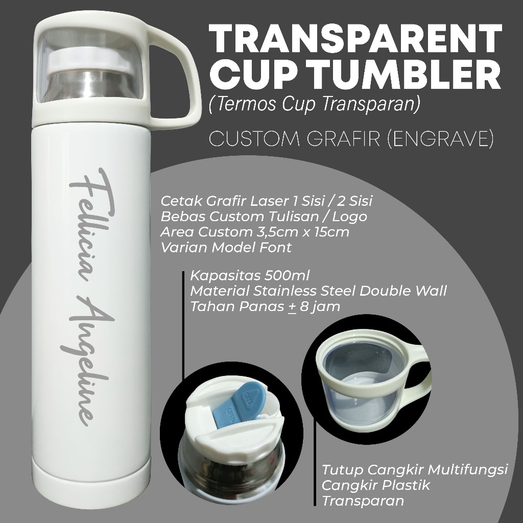 Jual Thermos Transparent Cup Tumbler Termos Cup Transparan Custom