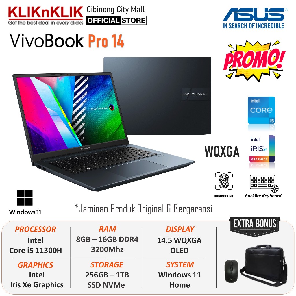 Jual Laptop Baru ASUS VivoBook Pro 14 OLED K3400PA Intel Core I5 11300H