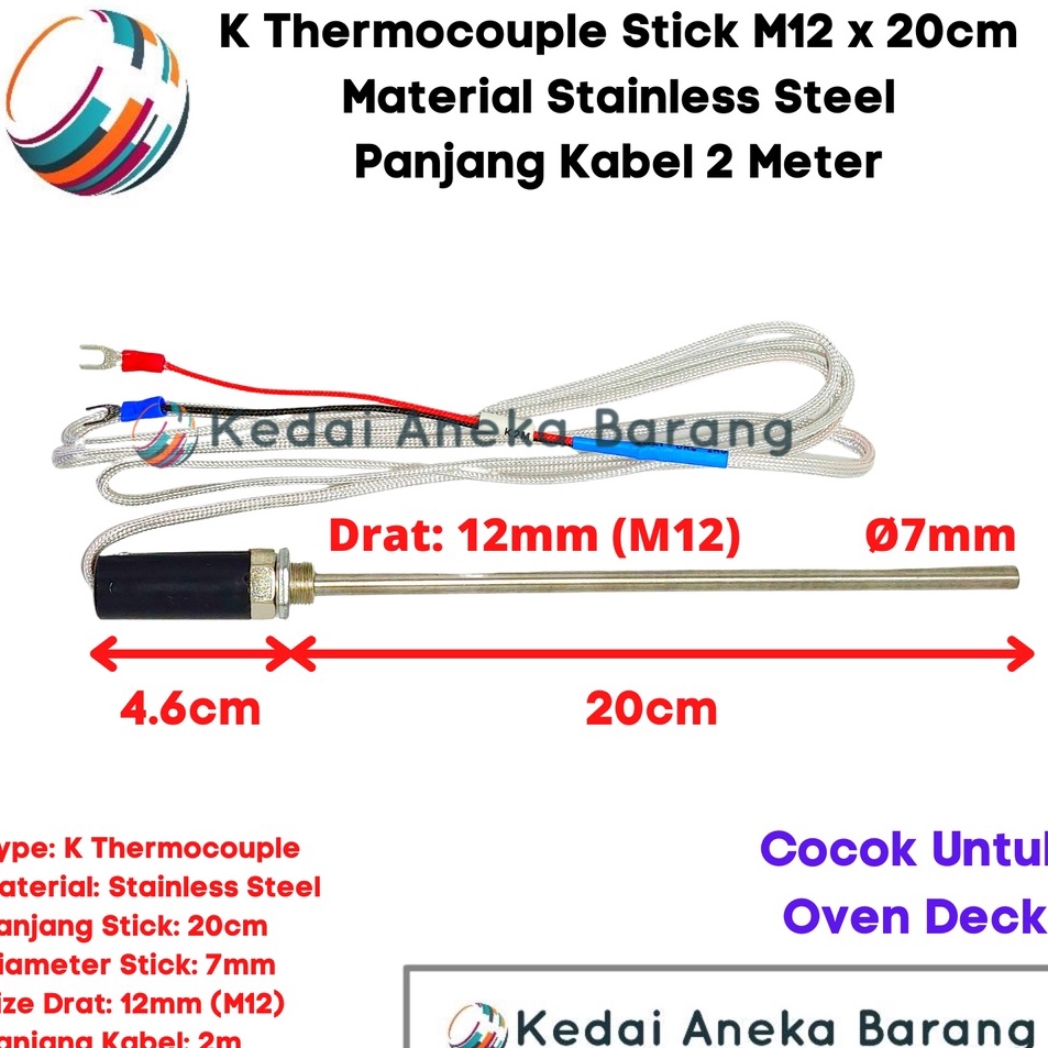 Jual K Type Thermocouple Temperature Temperatur Sensor Suhu Oven Deck