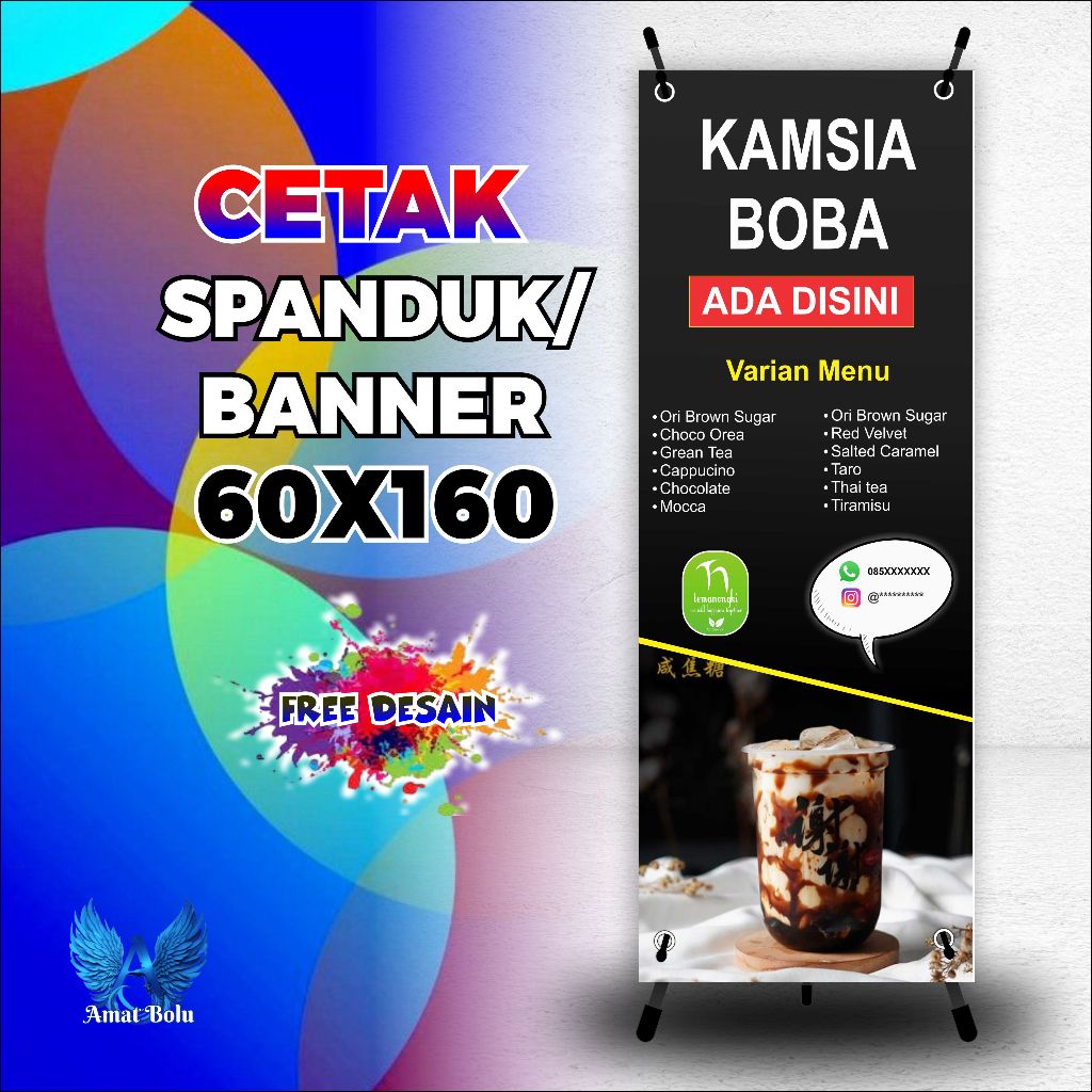 Jual Cetak Banner Cetak Spanduk Kamsia Boba Ukuran X Cm Bisa