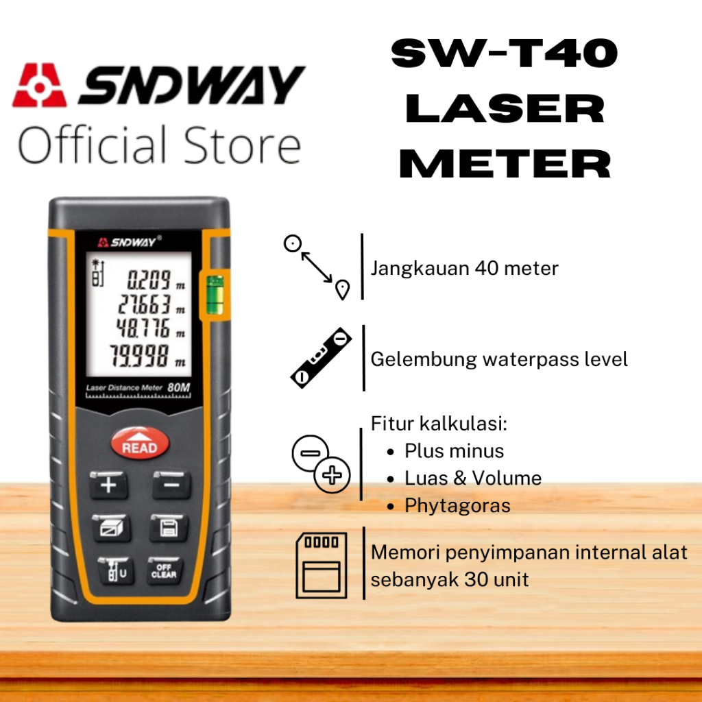 Jual SNDWAY Meteran Laser Distance Meter Meteran Digital 40 60 80 100