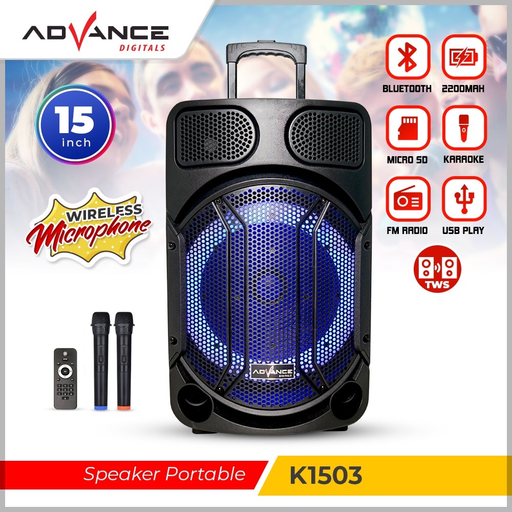 Jual SPEAKER KARAOKE PORTABLE 15 INCH DUA MIC SPEAKER MEETING