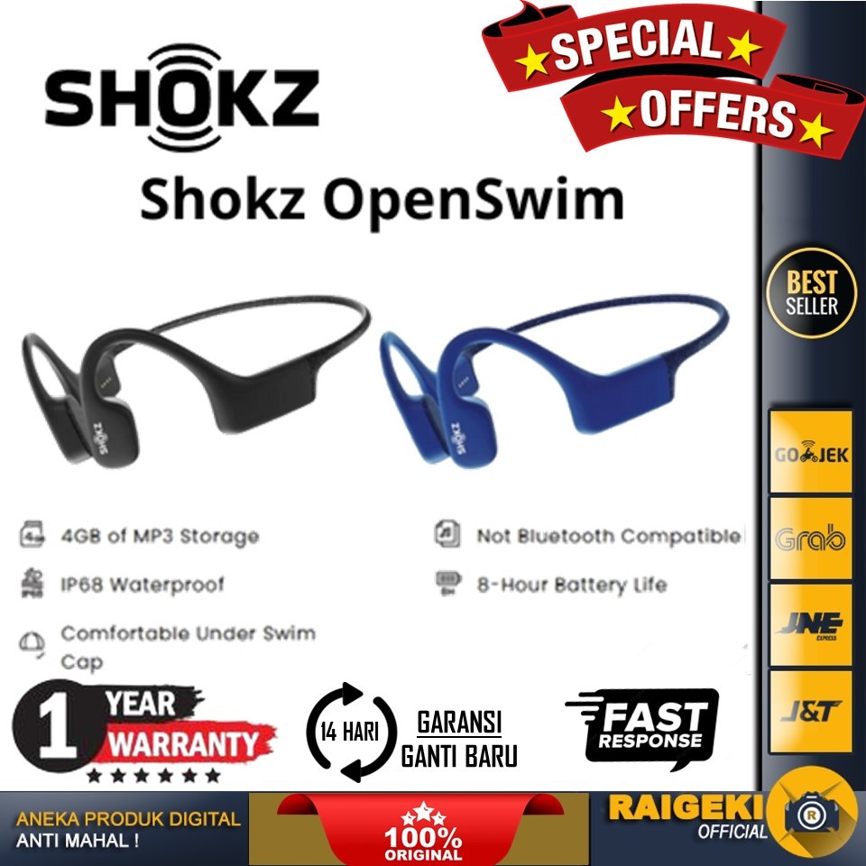 Jual Shokz OpenSwim Bone Conduction Open Ear MP3 Swimming Headphone