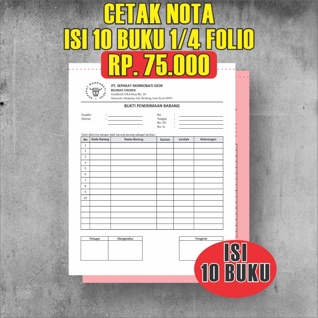 Jual Buku Cetak Nota Costum Folio Kwitansi Bon Ply Shopee