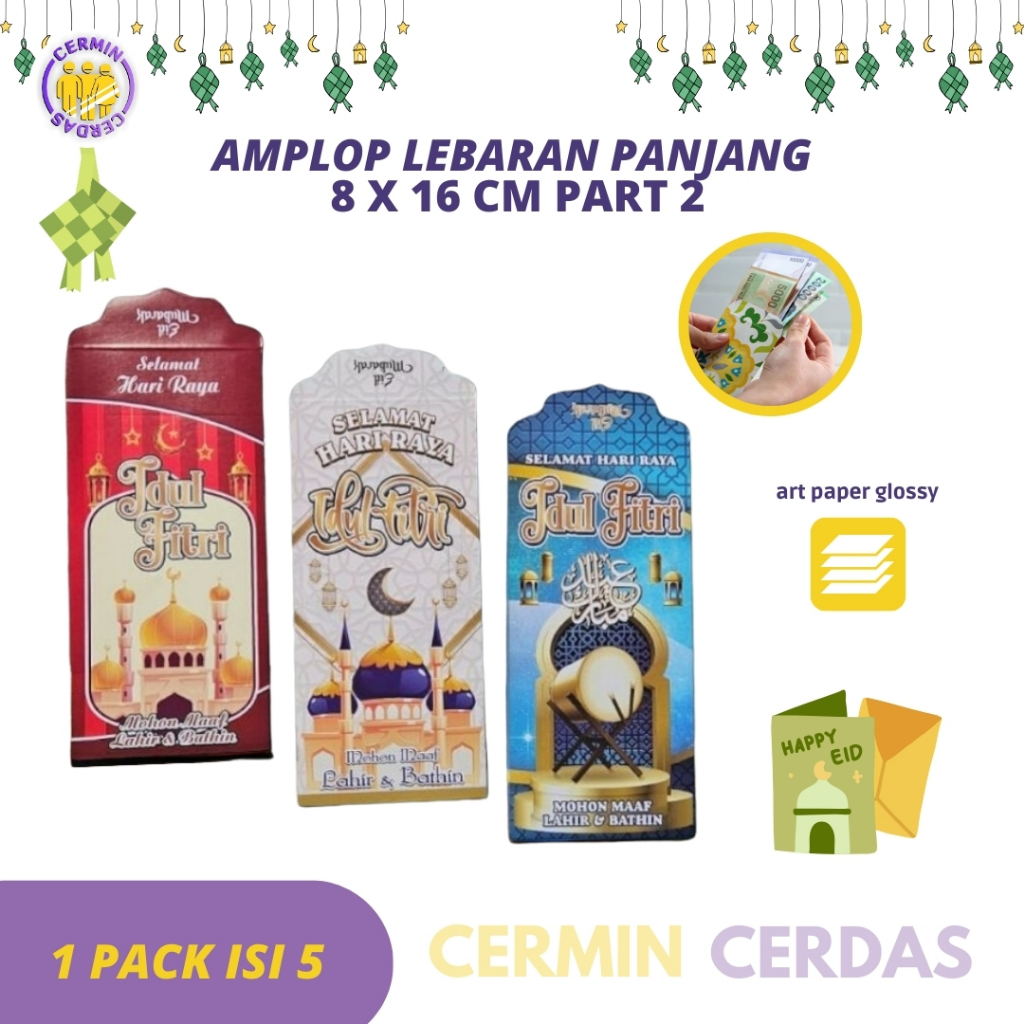 Jual Amplop Lebaran Panjang Isi Angpao Thr Idul Fitri Hari Raya Part