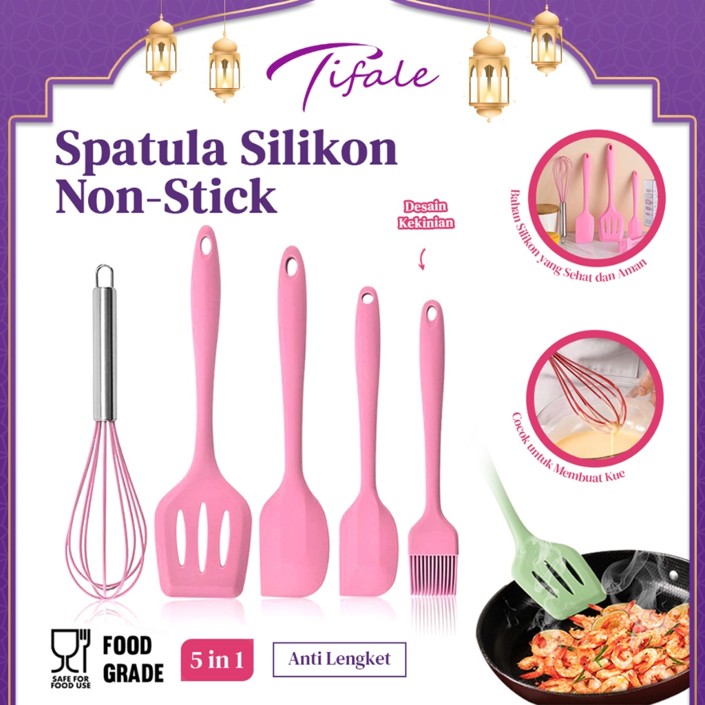 Jual Tifale Spatula Set Peralatan Masak Sutil Silikon Non Stick Cooking