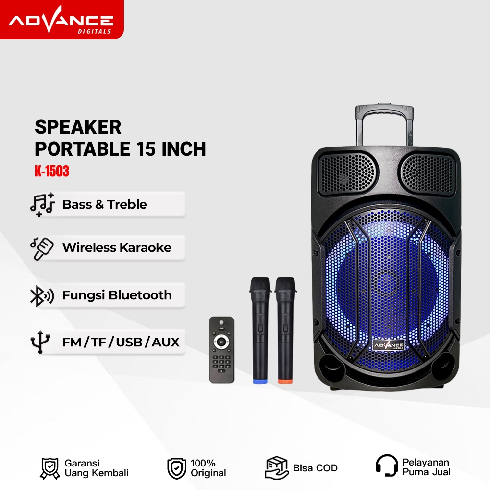 Jual ADVANCE K 1503 Speaker Portable Meeting Outdoor 15 Inch Dengan 2