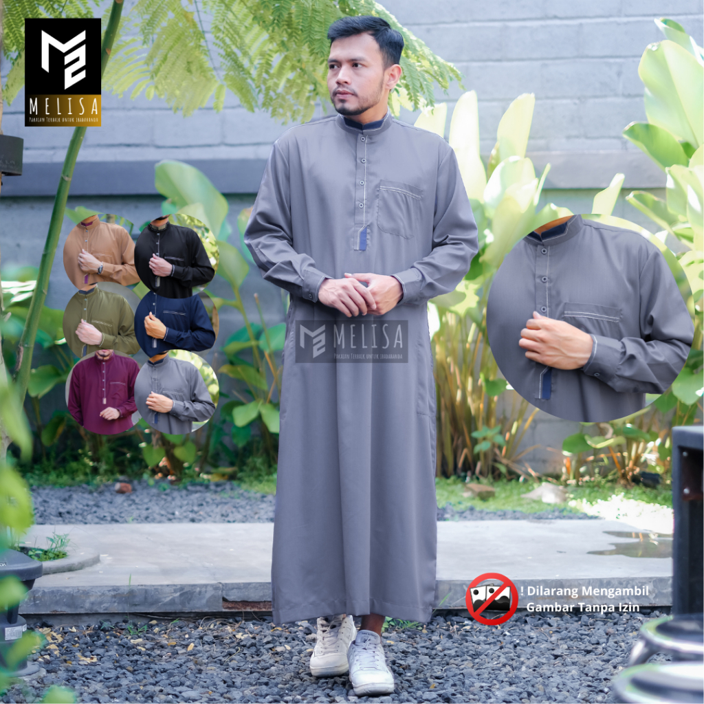 Jual Jubah Pria Gamis Pria Dewasa Lengan Panjang Manset Bahan Katun