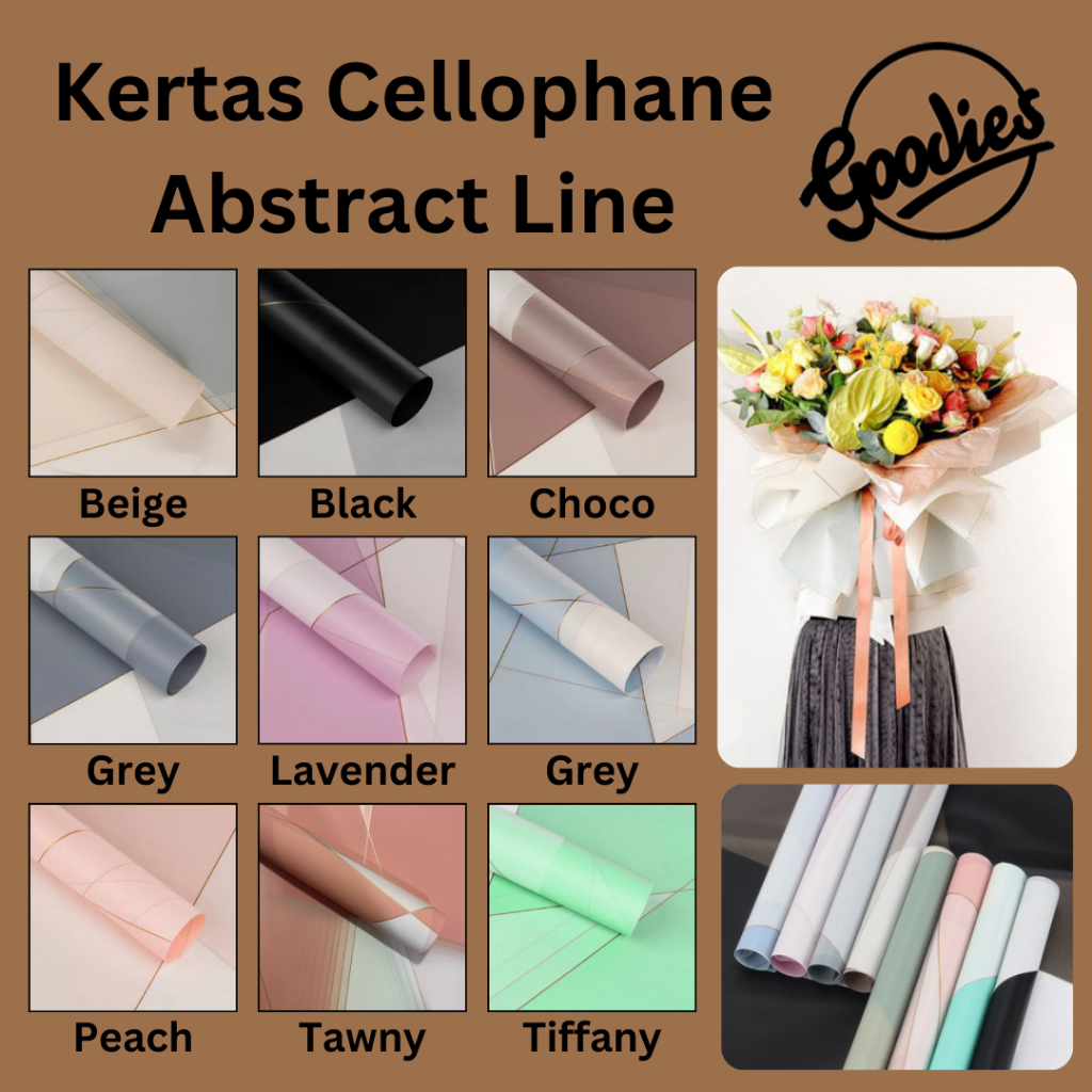 Jual Lembar Kertas Cellophane Bucket Bunga Abstract Line Flower