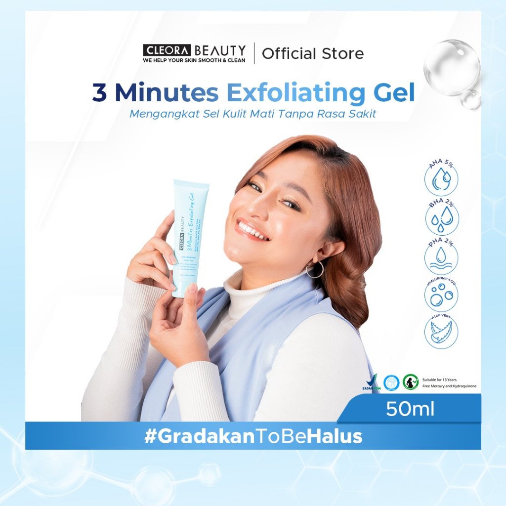 Jual CLEORA Exfoliating Gel 50gr AHA BHA PHA Exfoliasi Wajah Wanita