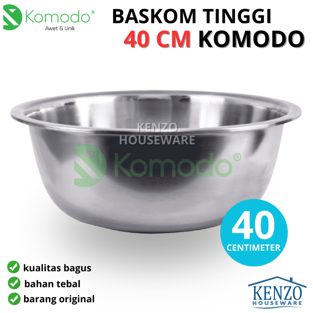 Jual Baskom 40 Adonan Sayur Buah Stainless Wadah Mangkok Besar KOMODO