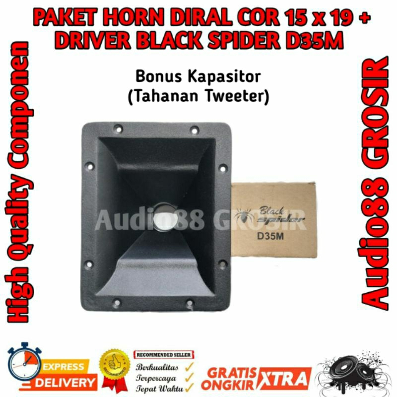 Jual PAKET HORN DIRAL 15X19 DRIVER TWEETER BLACK SPIDER D 35 M