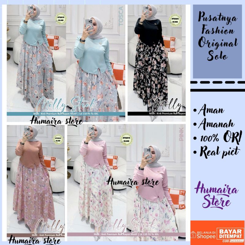 Jual Ready Molly Setelan Rok Sidney Louve Ori Meisa Athaya Hijab