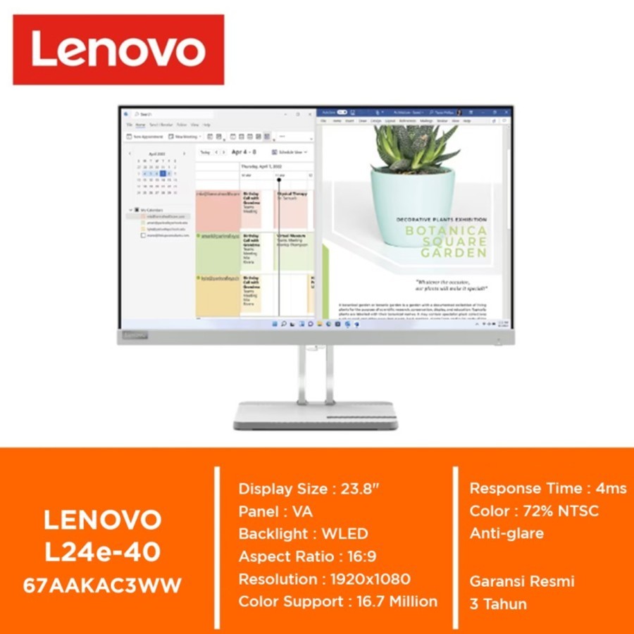 Jual Monitor LENOVO L24e 40 23 8 FHD Hdmi Vga 24 Inch Shopee Indonesia