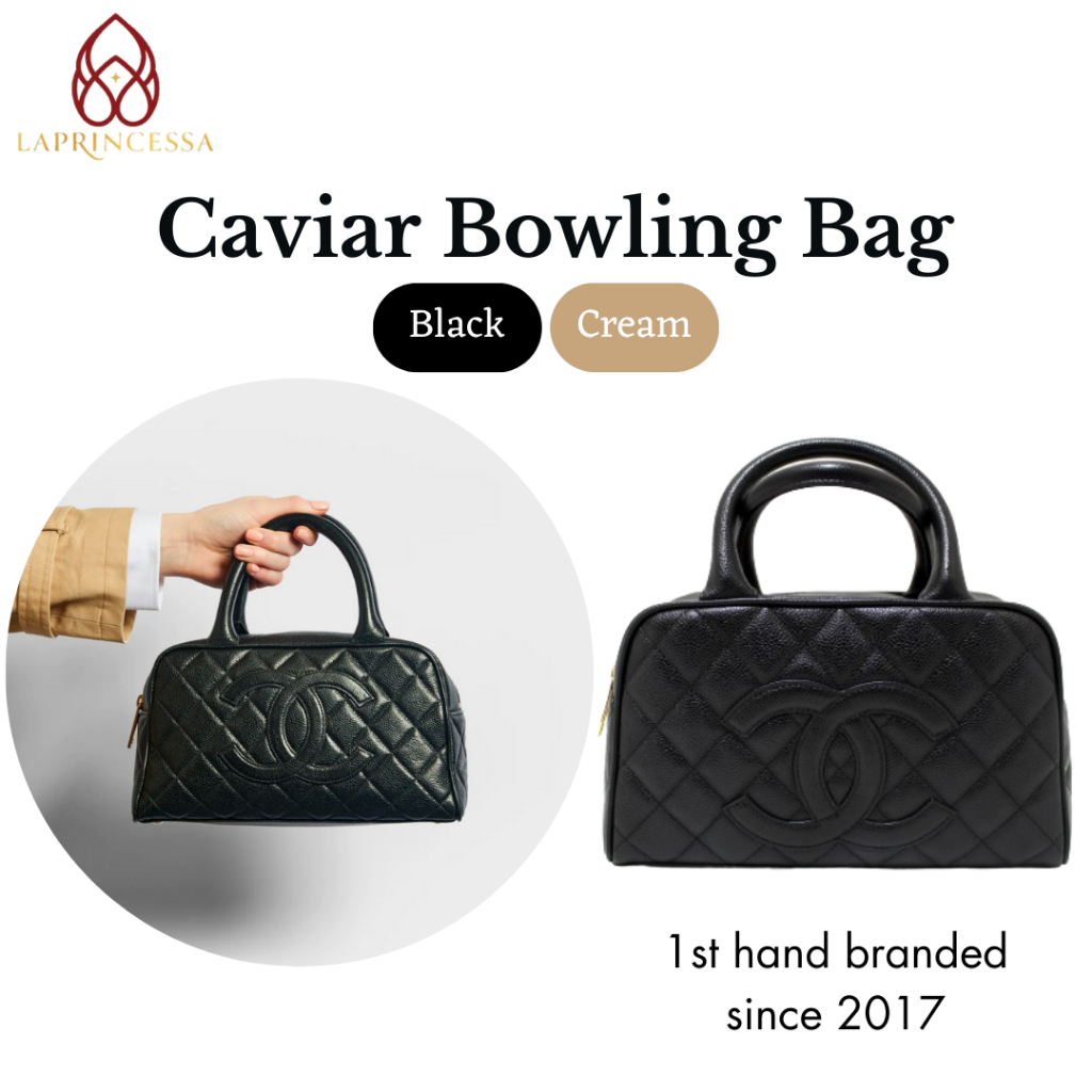 Jual Tas Jinjing Wanita CHN Caviar Bowling Handbag Wanita CC Kulit