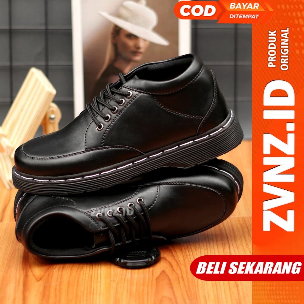 Jual ZVN Hugo Sepatu Docmart Pria Hitam Tinggi Formal Pantofel Kerja