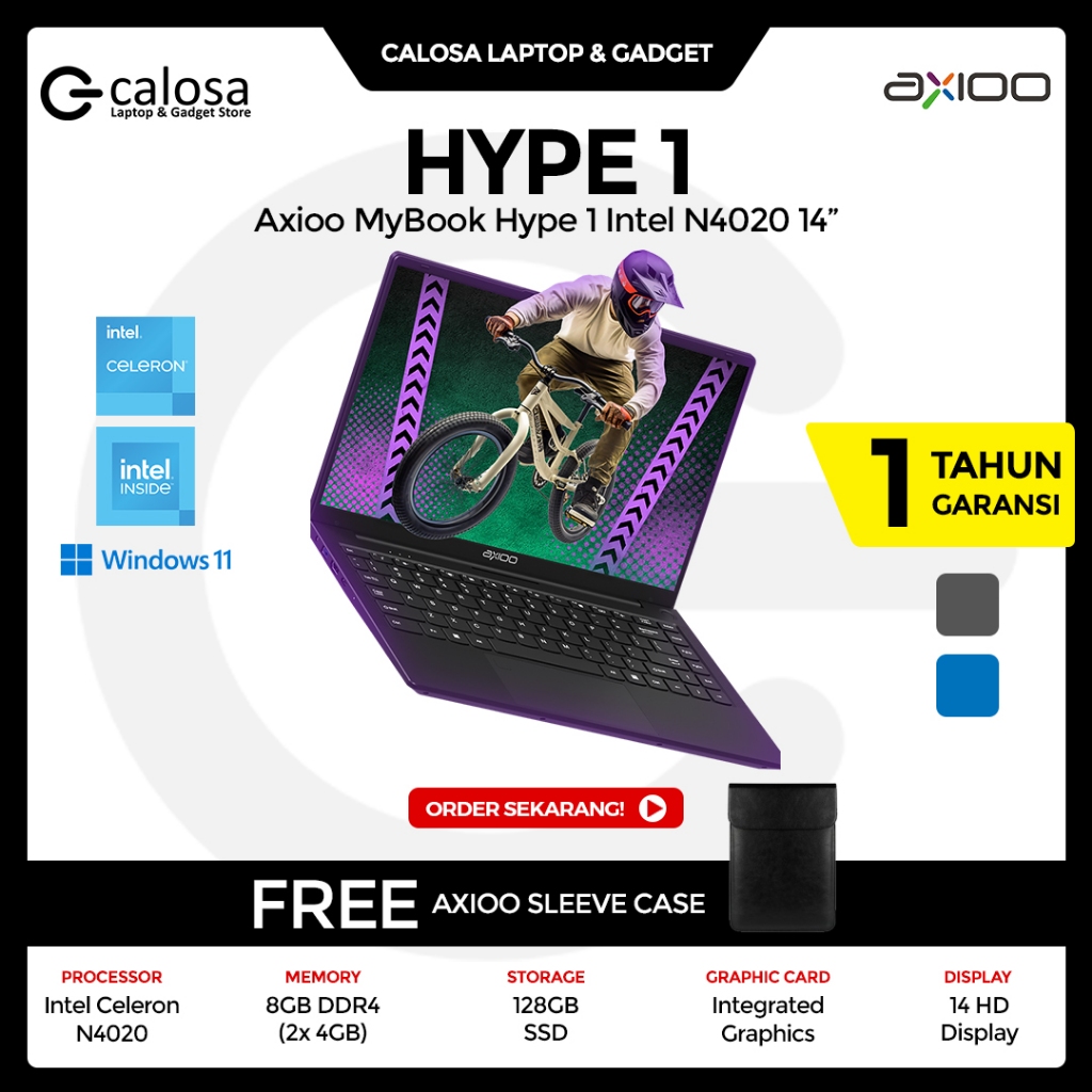 Jual Axioo Hype 1 Intel Celeron N4020 RAM 8GB SSD 128GB Windows 11