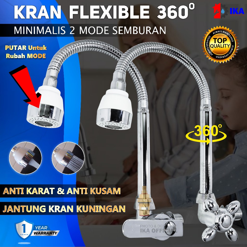 Jual Kran Air Angsa Fleksibel Wastafel Tembok Sink Stainless Kuningan