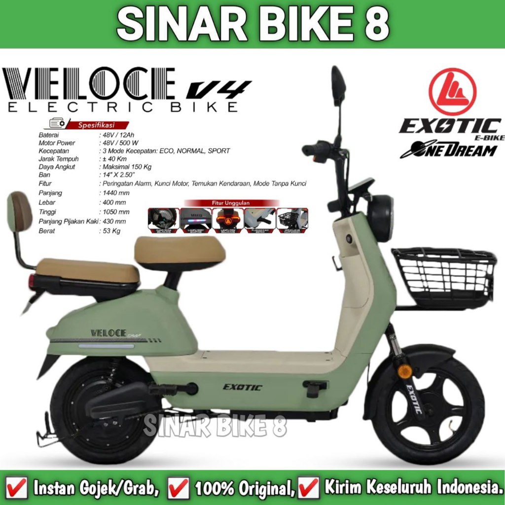 Jual Sepeda Listrik Exotic Veloce V Tomax X Watt Electric E