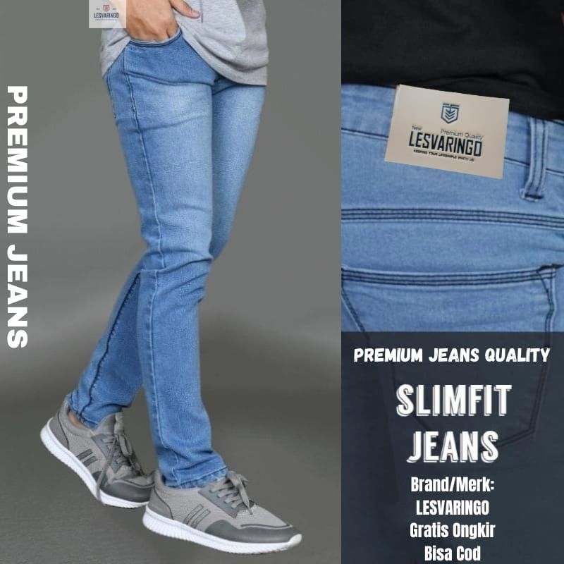 Jual Celana Panjang Jeans Pria Dewasa Slim Fit Melar Pensil Premium