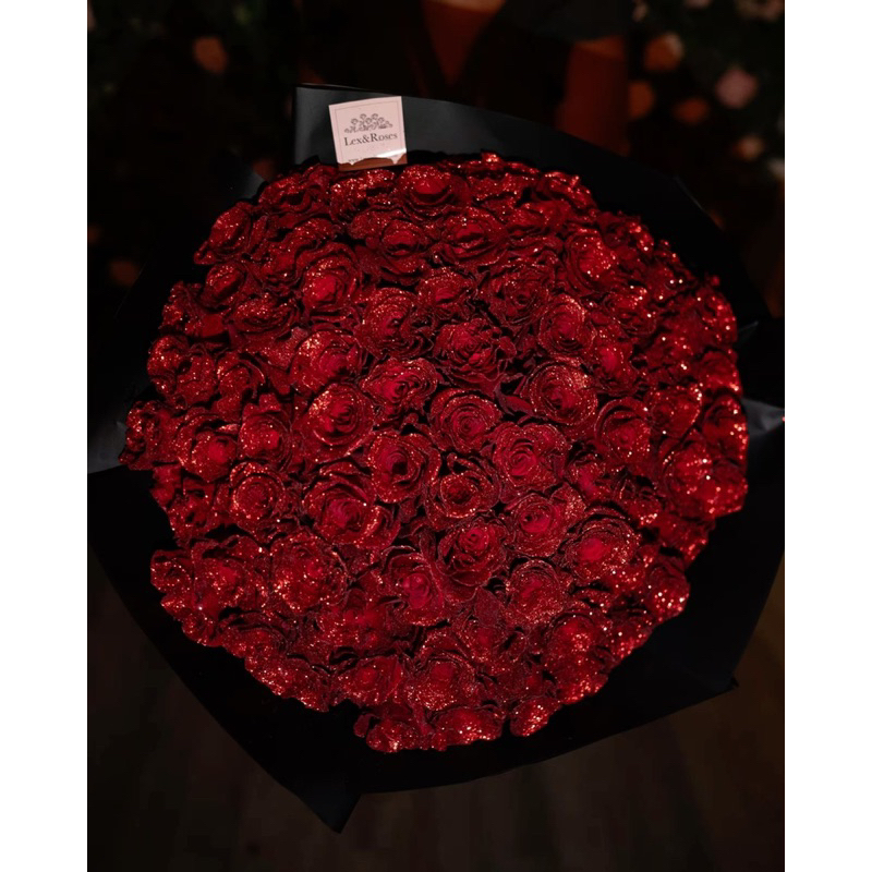 Jual The Glittery Roses Fresh Bouquet Bucket Buket Bunga Segar Mawar