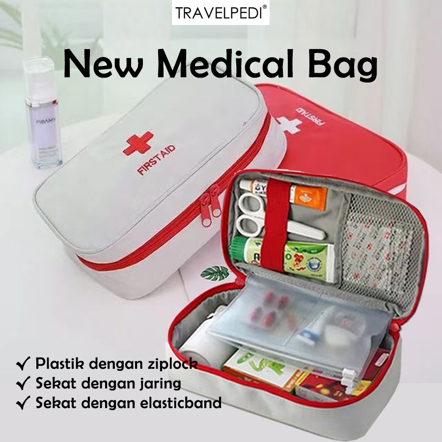 Jual Medical Travel Bag First Aid Pouch Tas Penyimpanan Obat P3K Besar