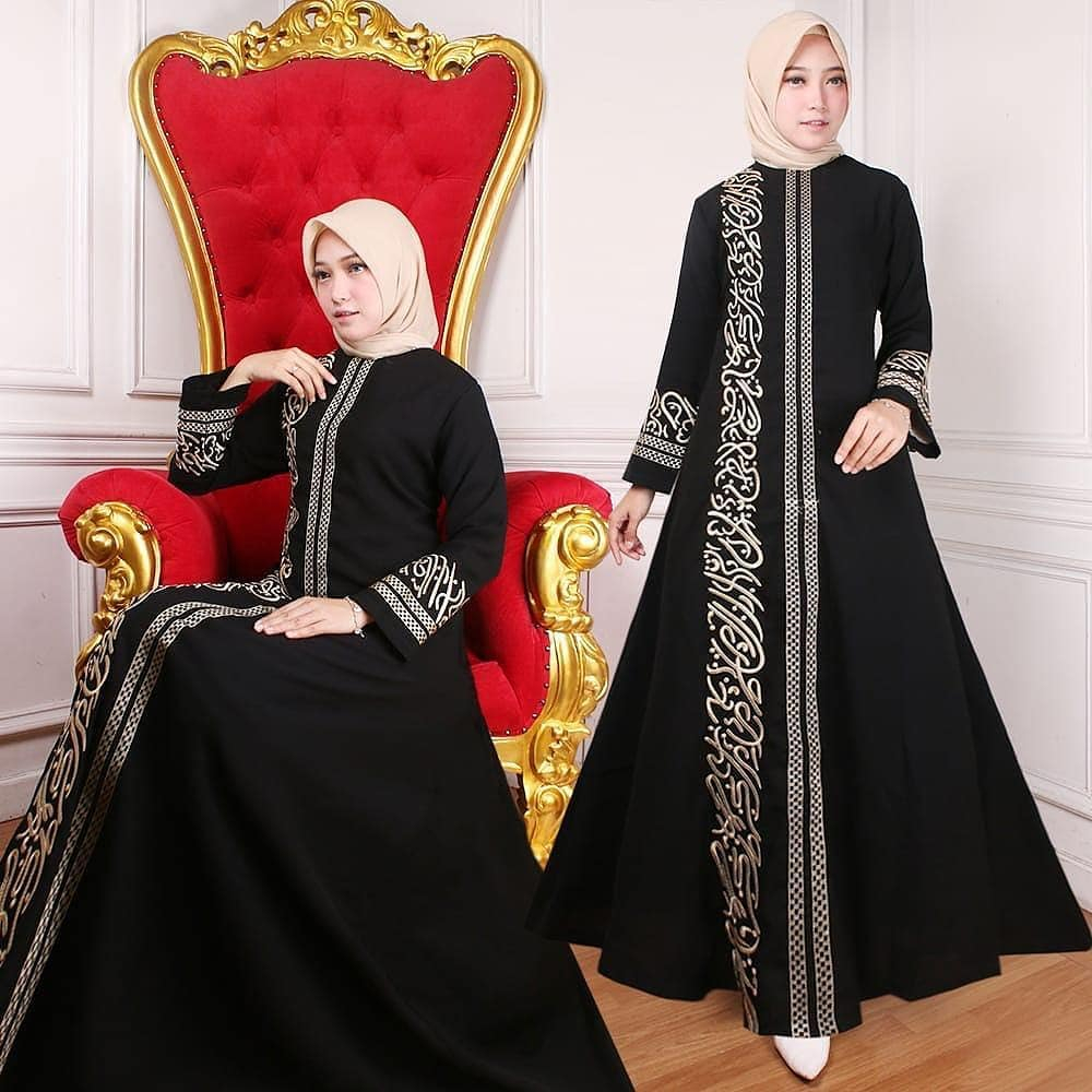 Jual Abaya Hitam Dubai Syar I Gamis Arab Bordir Bahan Jetblack Saudi