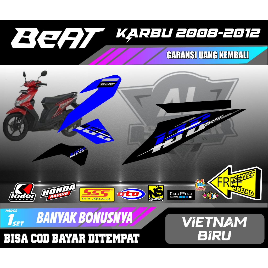 Jual Striping Beat Karbu Motif Vietnam Style Setriping Stiker Sticker