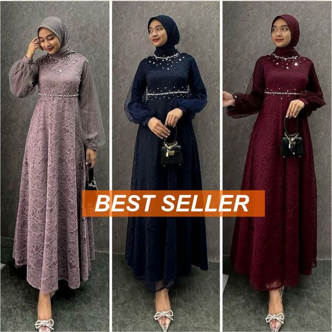 Jual Dress Exclusive Gamis Nadine Lebaran Terbaru Dress Kondangan Gamis