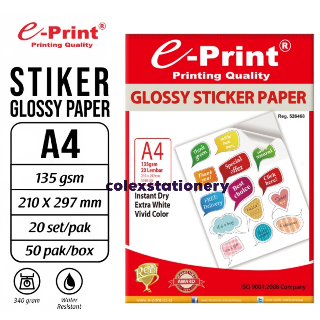 Jual Kertas Foto Glossy Sticker Ukuran A4 Glossy Sticker Photo Paper