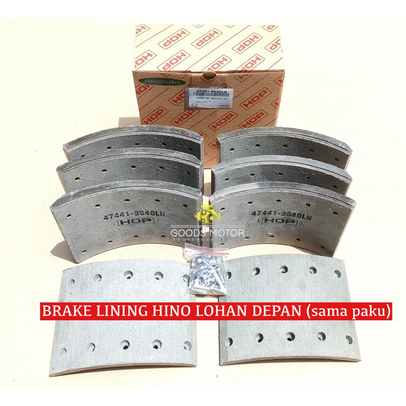 Jual BRAKE LINING KAMPAS REM DEPAN HINO LOHAN Sama Paku Shopee