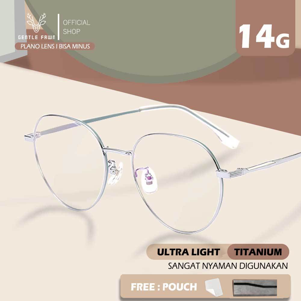 Jual Gentle Fawn Frame Kacamata Titanium Ringan Style Bulat Bisa Minus