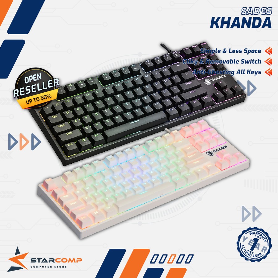 Jual Keyboard Gaming Mechanical TKL Sades Khanda Removable Switch