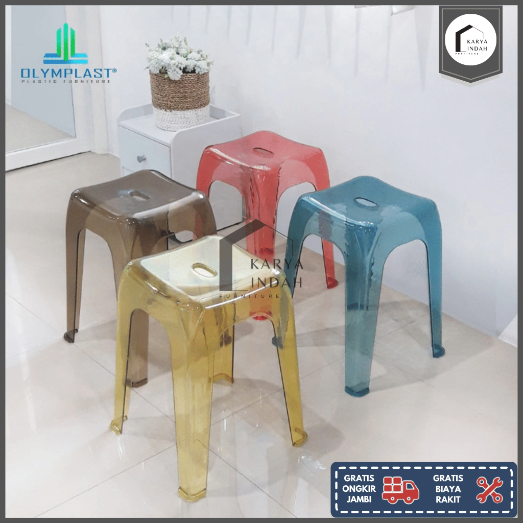 Jual Kursi Plastik Olymplast Crystal Stool Transparant Bangku Bakso