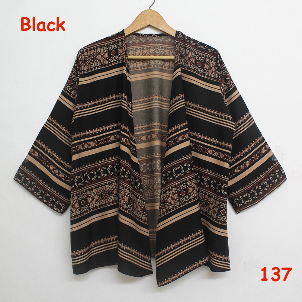 Jual 𝑱𝒂𝒌𝒂𝒓𝒕𝒂𝑭𝒂𝒔𝒉𝒊𝒐𝒏 cardigan outer batik tribal katun adem rumbai sisir